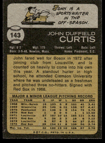 1973 Topps Baseball #143 - John Curtis - NM