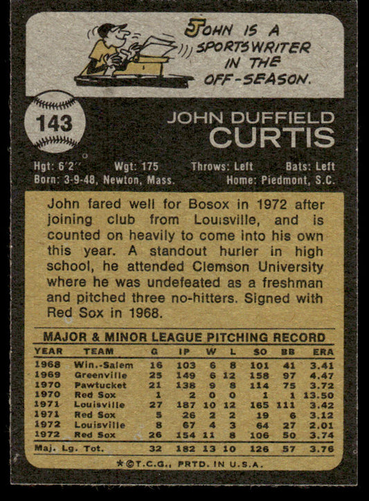 1973 Topps Baseball #143 - John Curtis - NM