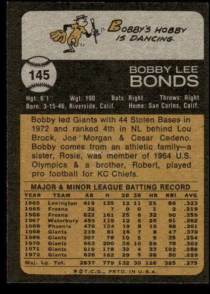 1973 Topps Baseball #145 - Bobby Bonds - EX