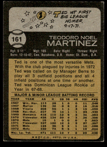 1973 Topps Baseball #161 - Ted Martinez - NM