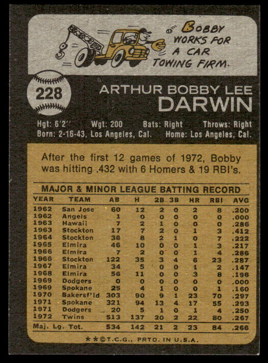 1973 Topps Baseball #228 - Bobby Darwin - NM