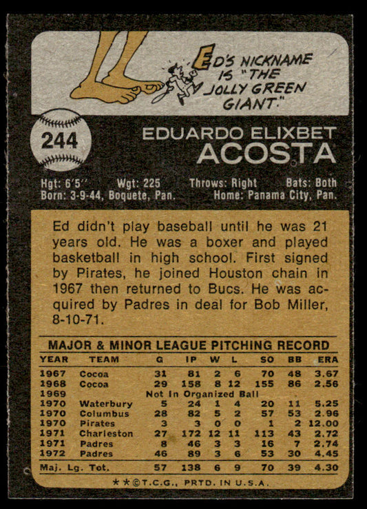 1973 Topps Baseball #244 - Ed Acosta - NM