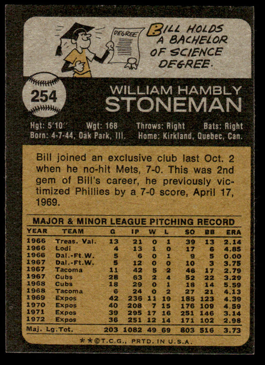 1973 Topps Baseball #254 - Bill Stoneman - NM