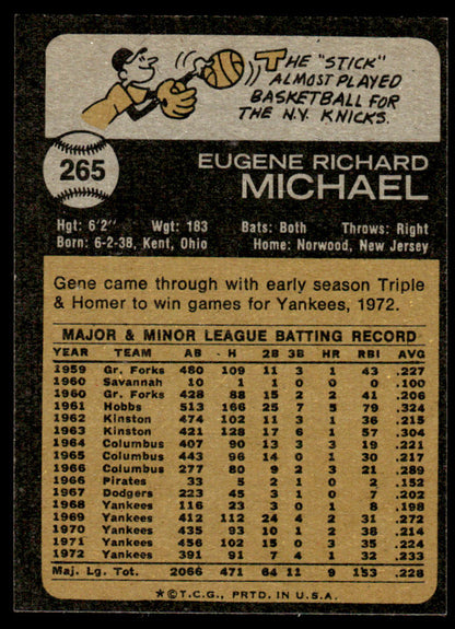1973 Topps Baseball #265 - Gene Michael - EXMT