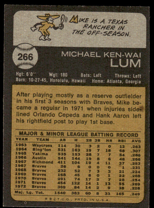 1973 Topps Baseball #266 - Mike Lum - EXMT