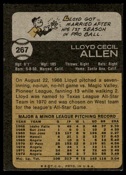 1973 Topps Baseball #267 - Lloyd Allen - EXMT
