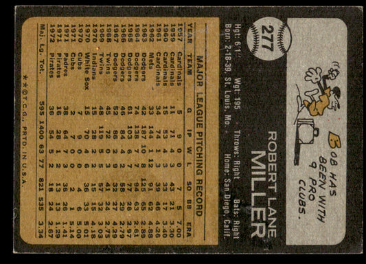 1973 Topps Baseball #277 - Bob Miller - EXMT