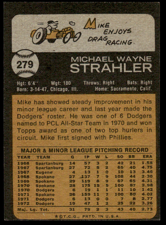 1973 Topps Baseball #279 - Mike Strahler - EXMT