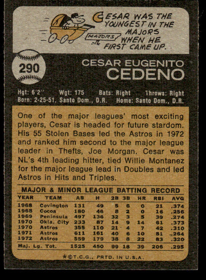 1973 Topps Baseball #290 - Cesar Cedeno - NM