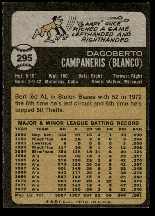 1973 Topps Baseball #295 - Bert Campaneris - NM