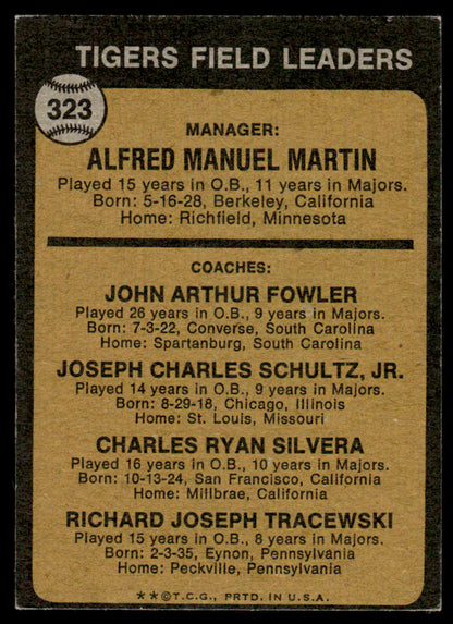 1973 Topps Baseball #323 - Tigers Field Leaders - EXMT