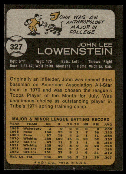 1973 Topps Baseball #327 - John Lowenstein - EXMT