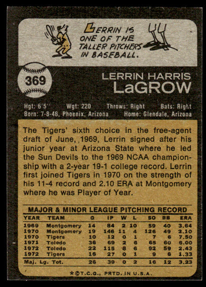 1973 Topps Baseball #369 - Lerrin LaGrow - NM