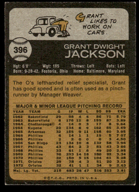 1973 Topps Baseball #396 - Grant Jackson - EXMT