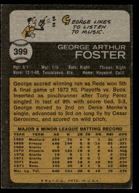 1973 Topps Baseball #399 - George Foster - EXMT