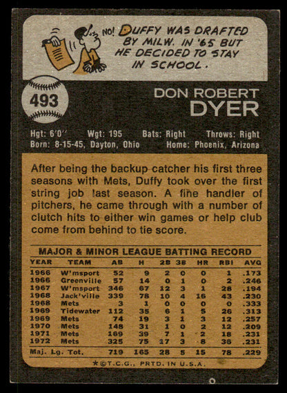 1973 Topps Baseball #493 - Duffy Dyer - EXMT