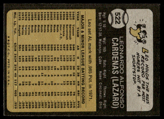 1973 Topps Baseball #522 - Leo Cardenas - NM