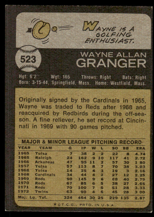 1973 Topps Baseball #523 - Wayne Granger - NM