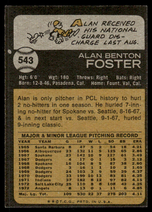 1973 Topps Baseball #543 - Alan Foster - EX