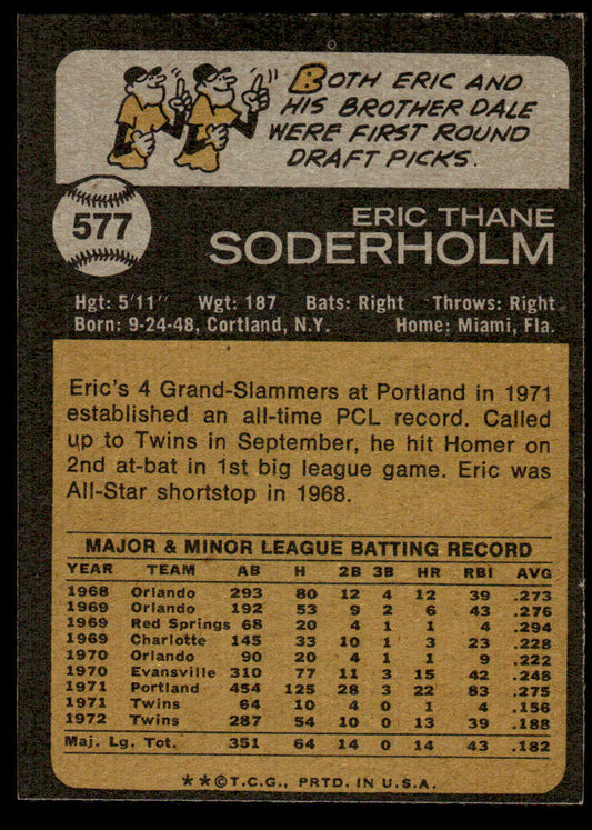 1973 Topps Baseball #577 - Eric Soderholm - NM