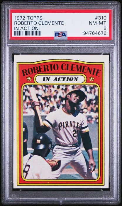1972 Topps Baseball #310 - Roberto Clemente - PSA 8 - NMMT