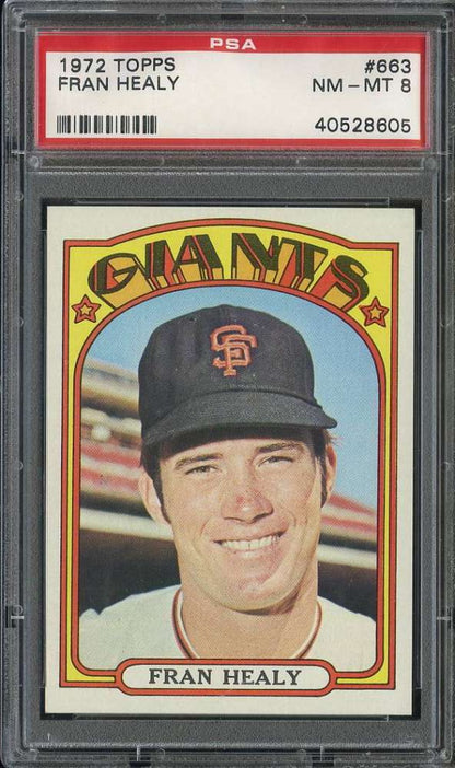 1972 Topps Baseball #663 - Fran Healy - PSA 8 - NMMT