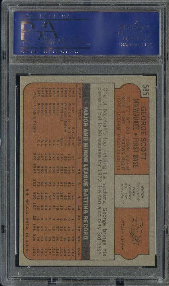 1972 Topps Baseball #585 - George Scott - PSA 8 - NMMT