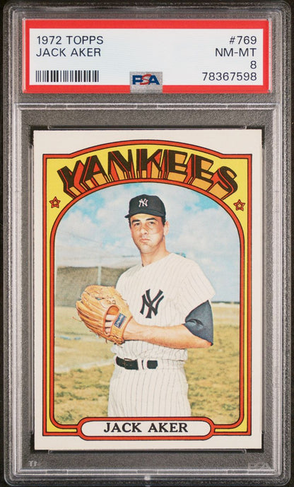 1972 Topps Baseball #769 - Jack Aker - PSA 8 - NMMT