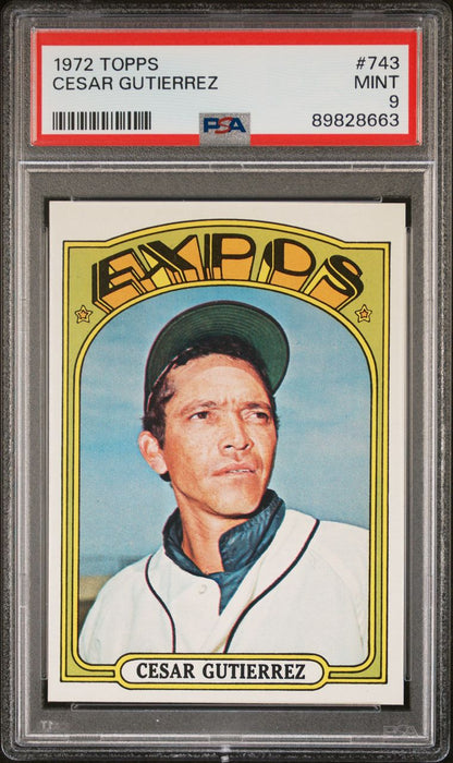 1972 Topps Baseball #743 - Cesar Gutierrez - PSA 9 - MINT