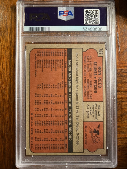 1972 Topps Baseball #787 - Ron Reed - PSA 9 - MINT