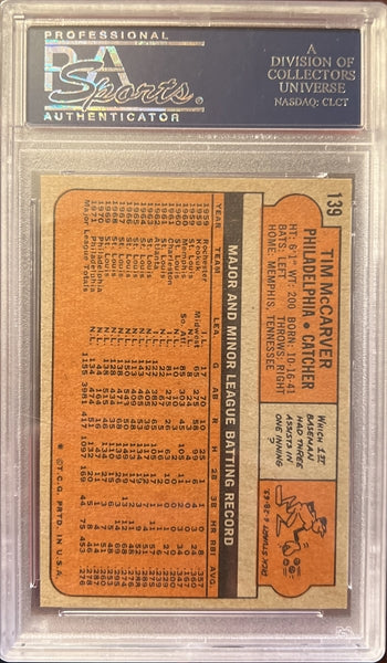 1972 Topps Baseball #139 - Tim McCarver - PSA 9