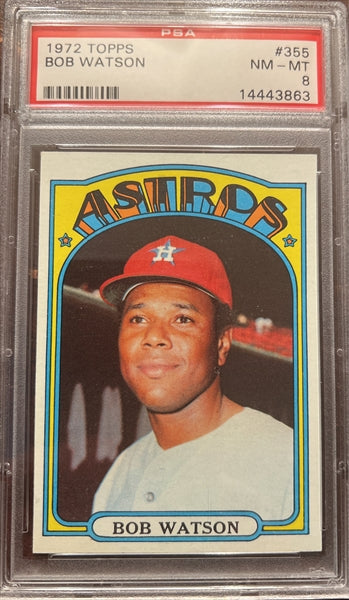 1972 Topps Baseball #355 - Bob Watson - PSA 8