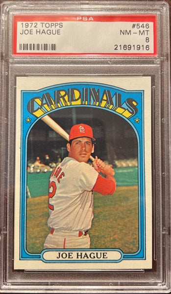 1972 Topps Baseball #546 - Joe Hague - PSA 8