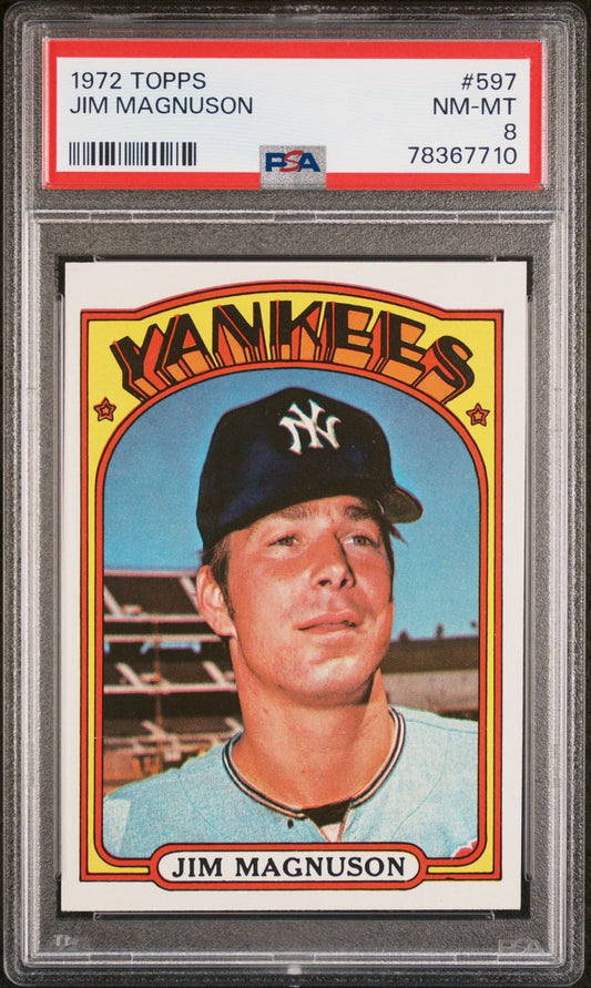 1972 Topps Baseball #597 - Jim Magnuson - PSA 8