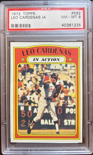 1972 Topps Baseball #562 - Leo Cardenas IA - PSA 8