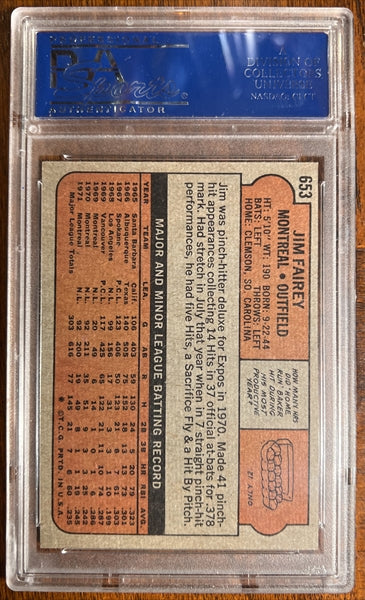 1972 Topps Baseball #653 - Jim Fairey - PSA 8.5