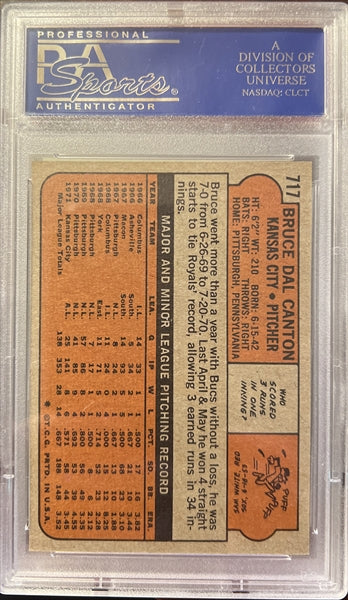 1972 Topps Baseball #717 - Bruce Dal Canton - PSA 8