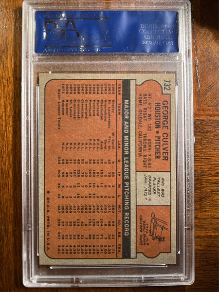 1972 Topps Baseball #732 - George Culver - PSA 8