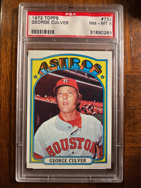 1972 Topps Baseball #732 - George Culver - PSA 8