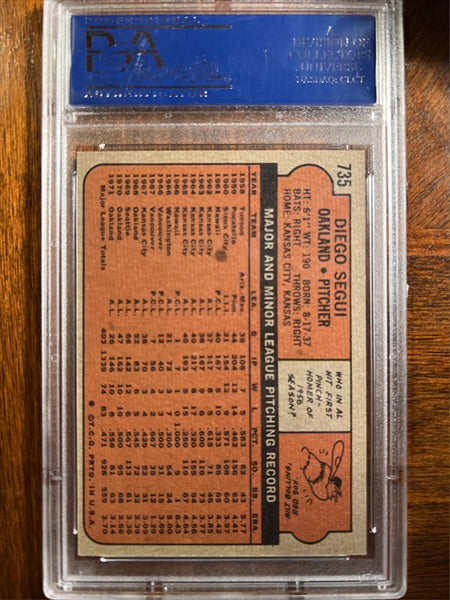 1972 Topps Baseball #735 - Diego Segui - PSA 8