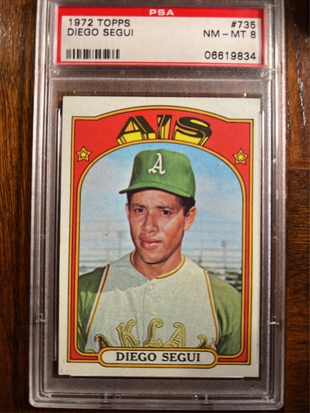 1972 Topps Baseball #735 - Diego Segui - PSA 8