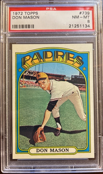 1972 Topps Baseball #739 - Don Mason - PSA 8