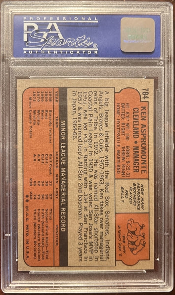 1972 Topps Baseball #784 - Ken Aspromonte - PSA 8