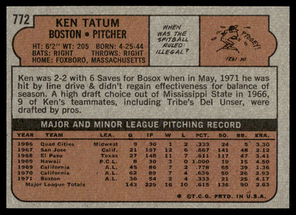 1972 Topps Baseball #772 - Ken Tatum - EXMT