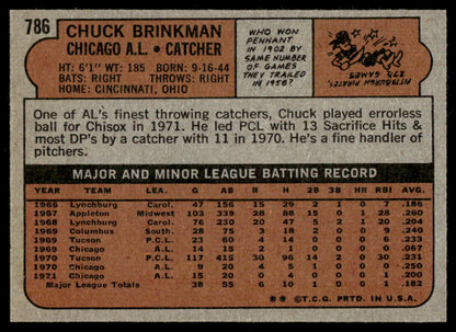 1972 Topps Baseball #786 - Chuck Brinkman - EX