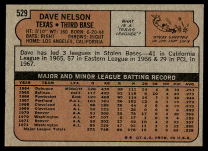 1972 Topps Baseball #529 - Dave Nelson - NM