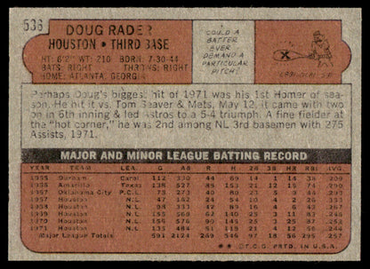 1972 Topps Baseball #536 - Doug Rader - NM