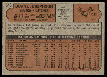 1972 Topps Baseball #543 - Duane Josephson - EXMT