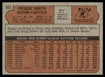 1972 Topps Baseball #565 - Reggie Smith - EXMT