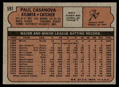 1972 Topps Baseball #591 - Paul Casanova - EXMT